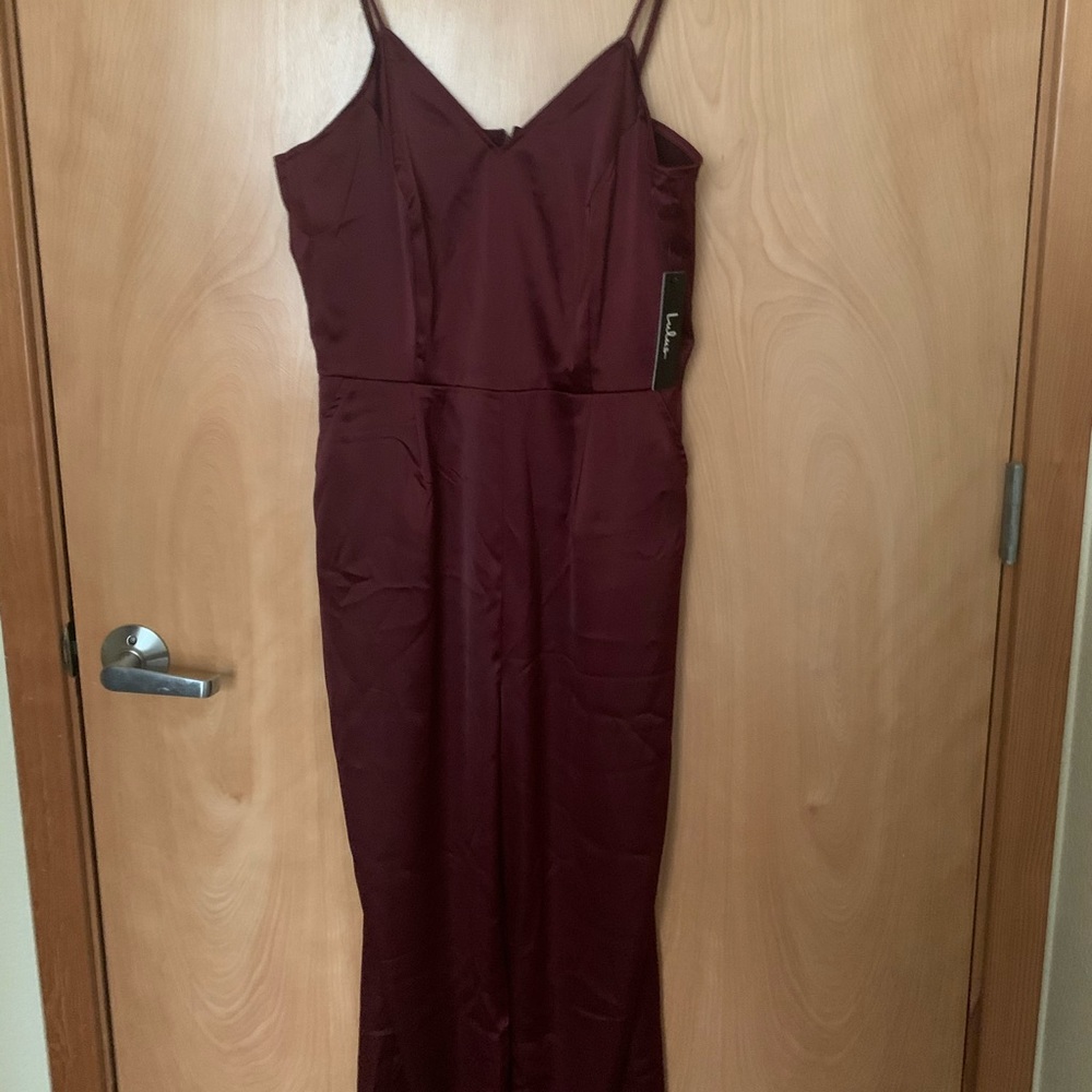Lulu’s Red Satin Jumpsuit